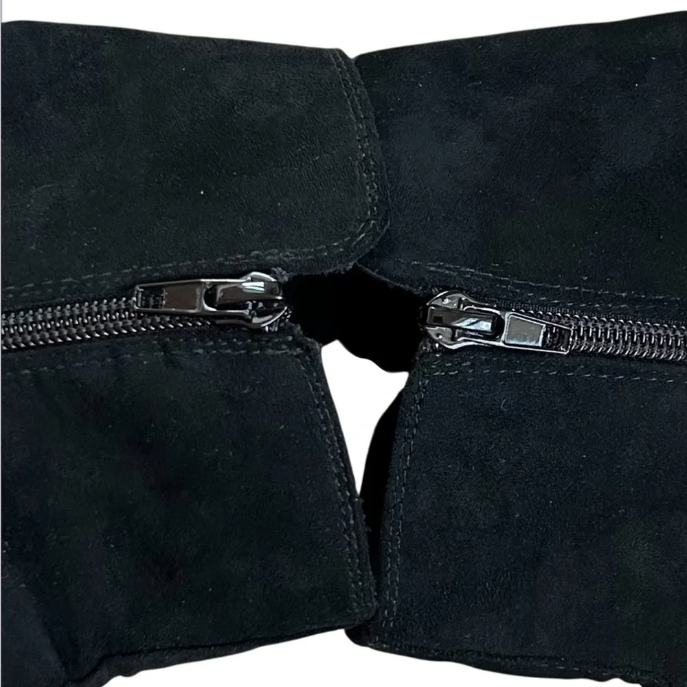 DOLCE by MOJO MOXY‎ Women’s Black Suede Ankle Boots Jeweled Studded Heel Zip 11M